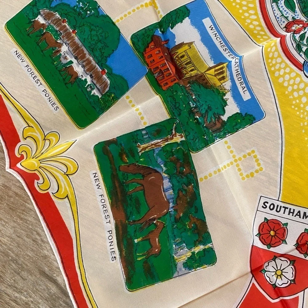 Vintage Beautiful Bournemouth United Kingdom Travel Souvenir Silk Scarf